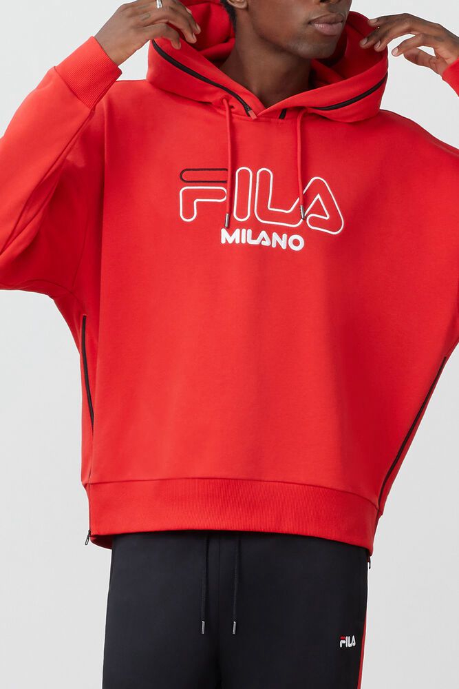 Fila Milano French Terry Red Hoodie Mens - NZ 81934-XAJL